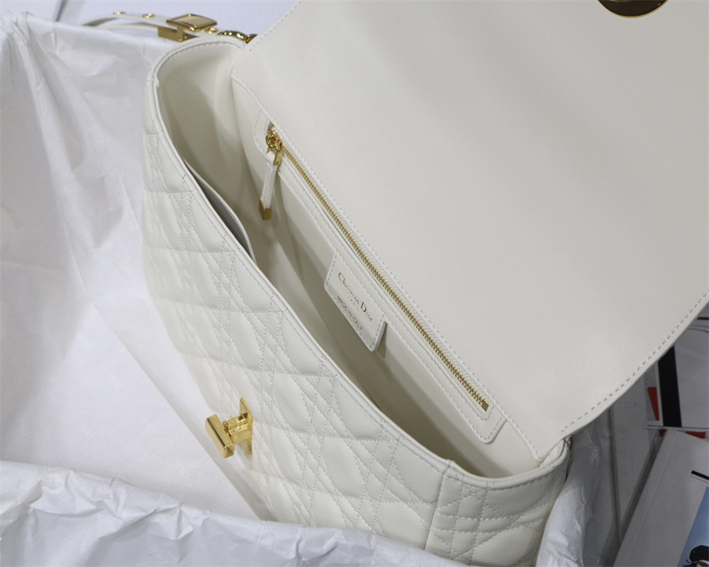 LARGE D10r CARO BAG Ivory S*pple Cannage Calfskin 29 x 18 x 10 cm