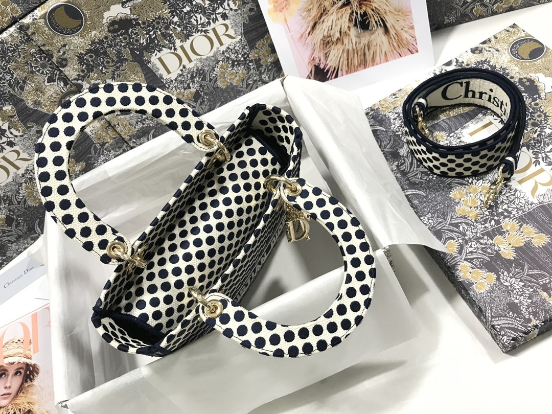 MEDIUM D10r LADY D-LITE BAG polka dots  24 x 20 x 11 cm