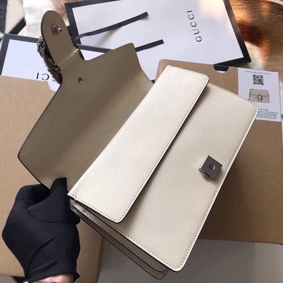 Gvc*1 DIONYSUS LEATHER SMALL RECTANGULAR BAG WHITE 28x17x9cm