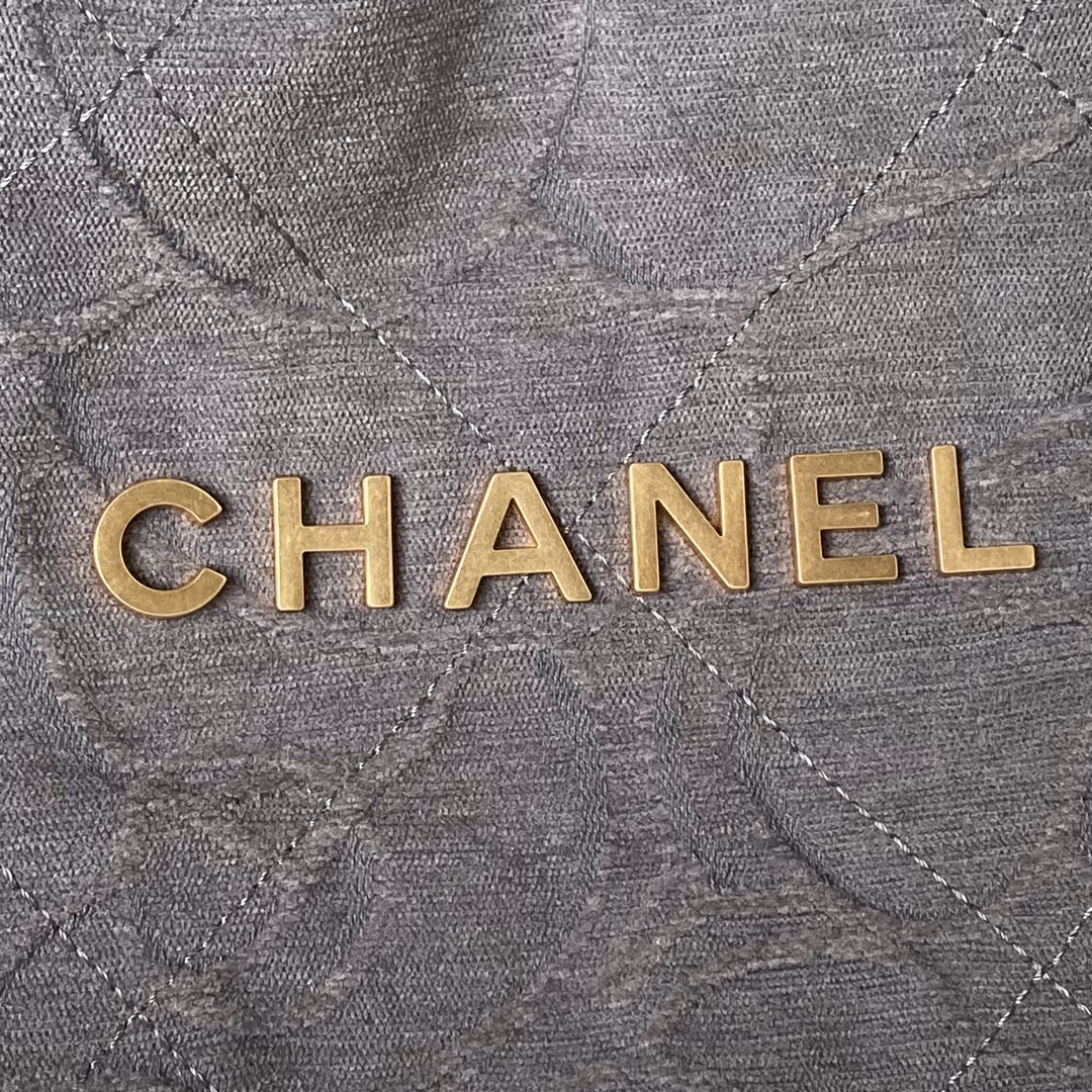 Ch**el 22 SMALL HANDBAG velvet GREY 13.7×14.4×2.7 in