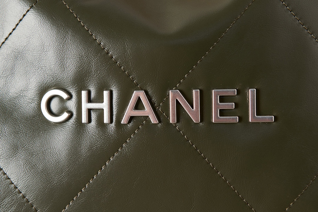 Ch**el 22 SMALL HANDBAG Shiny Calfskin & SILVER Metal BLACK 13.7×14.4×2.7 in