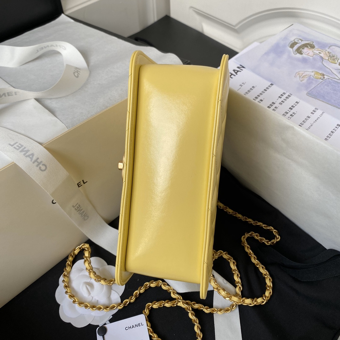 Ch**el MINI FLAP BAG yellow 12×19×8cm