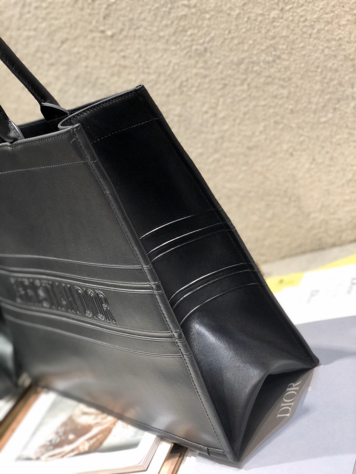 Large D10r Book Tote Black D10r Oblique Embossed Calfskin 16.5 x 14 x 7.5 inches