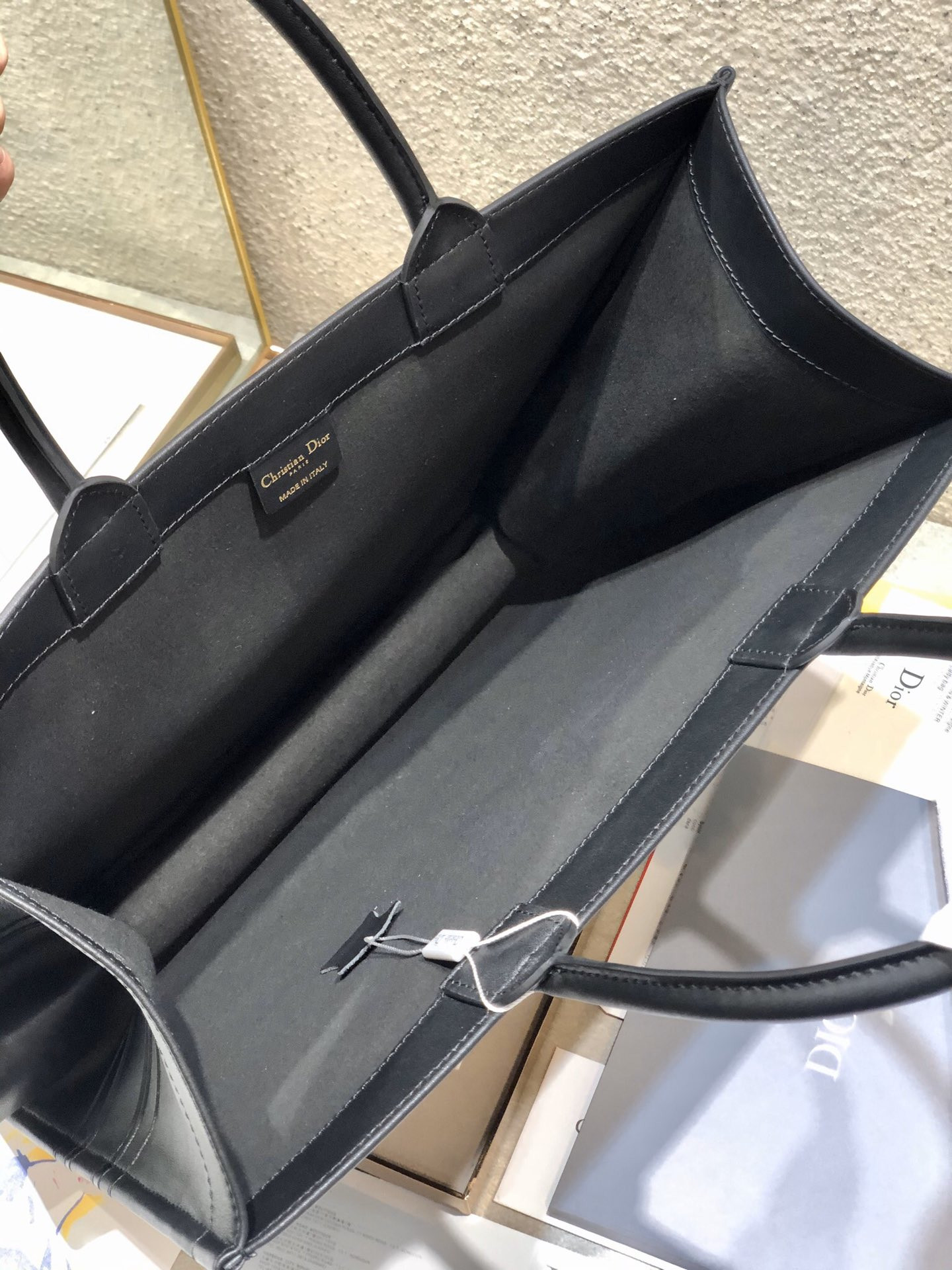 Large D10r Book Tote Black D10r Oblique Embossed Calfskin 16.5 x 14 x 7.5 inches