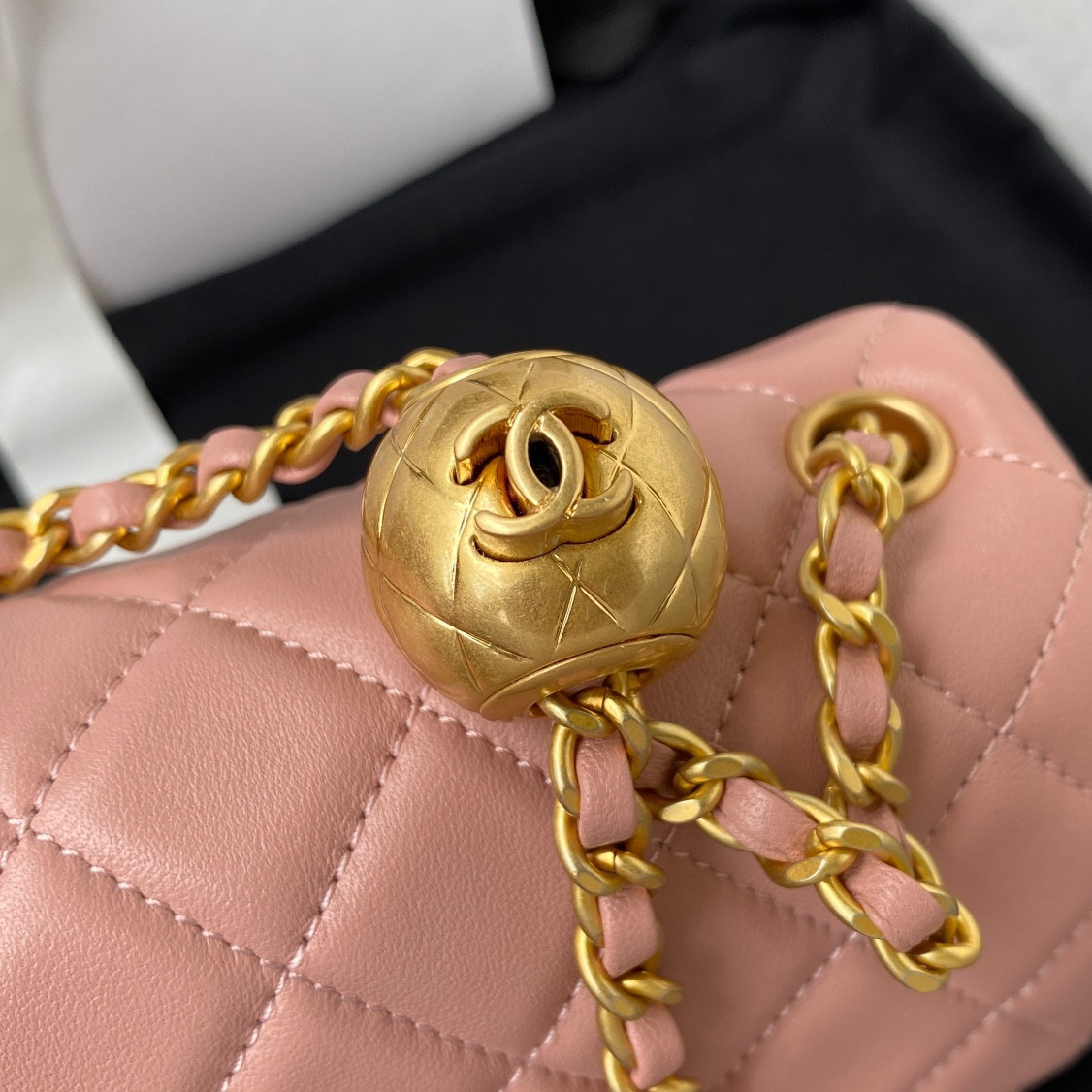 Ch**el MINI FLAP BAG SHINY CALFSKIN & gold-TONE METAL PINK 4.7 × 7.8 × 2.3 in