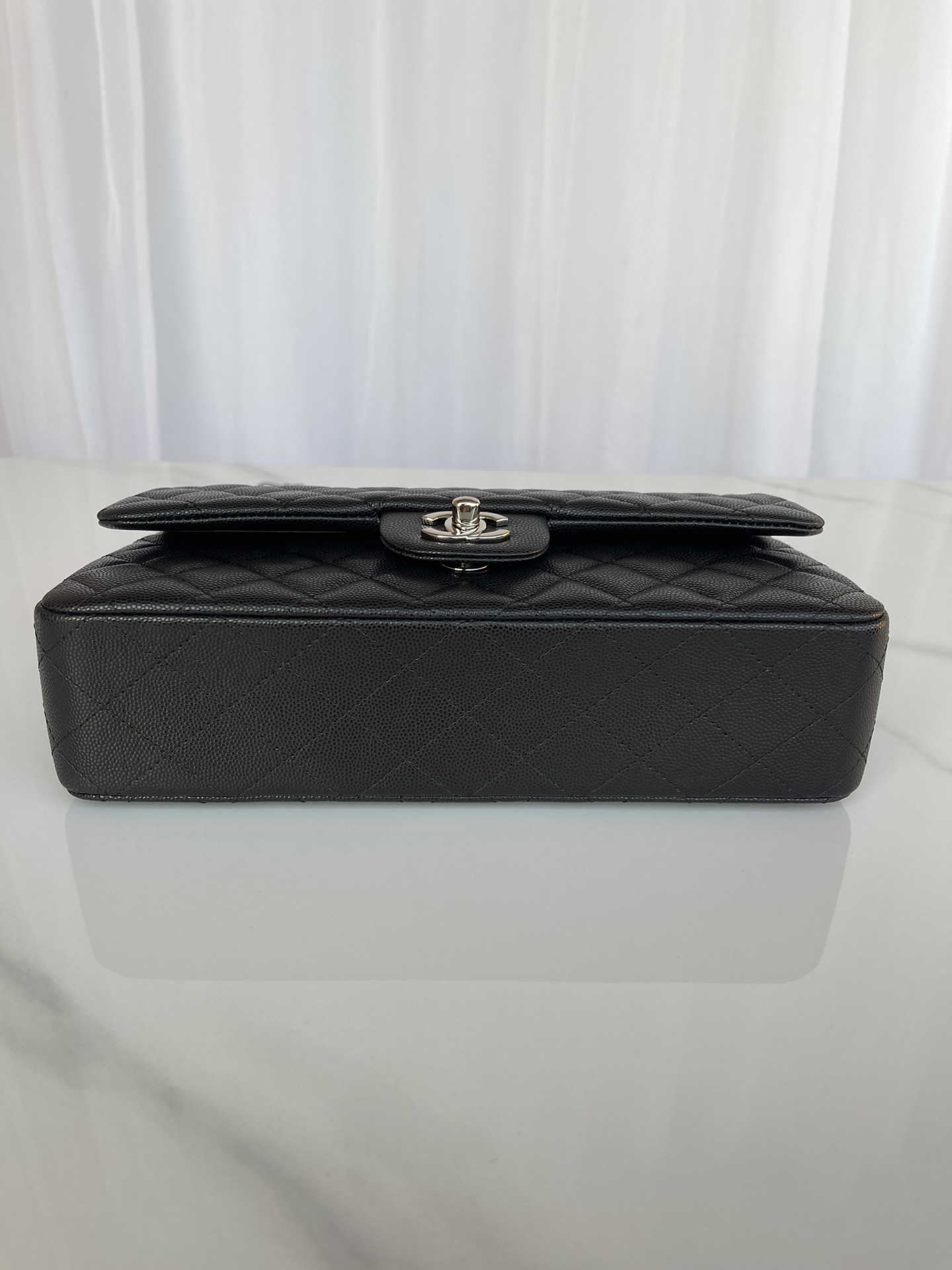 Ch**el CLASSIC HANDBAG GRAINED CALFSKIN 6 × 9.9 × 2.5 in