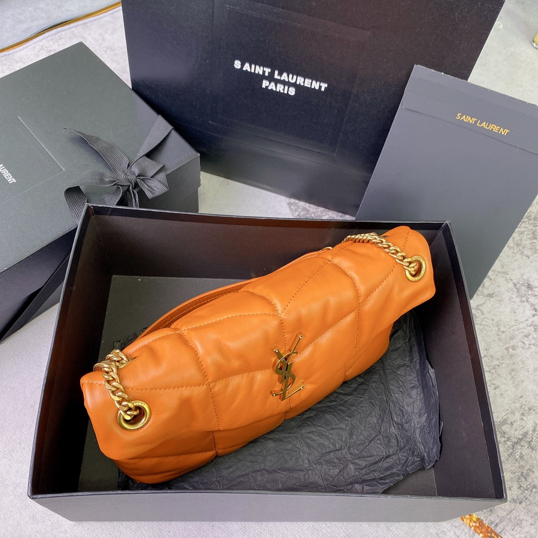 Y51 PUFFER SMALL IN NAPPA LEATHER ORANGE 11.4 X 6.6 X 4.3 INCHES