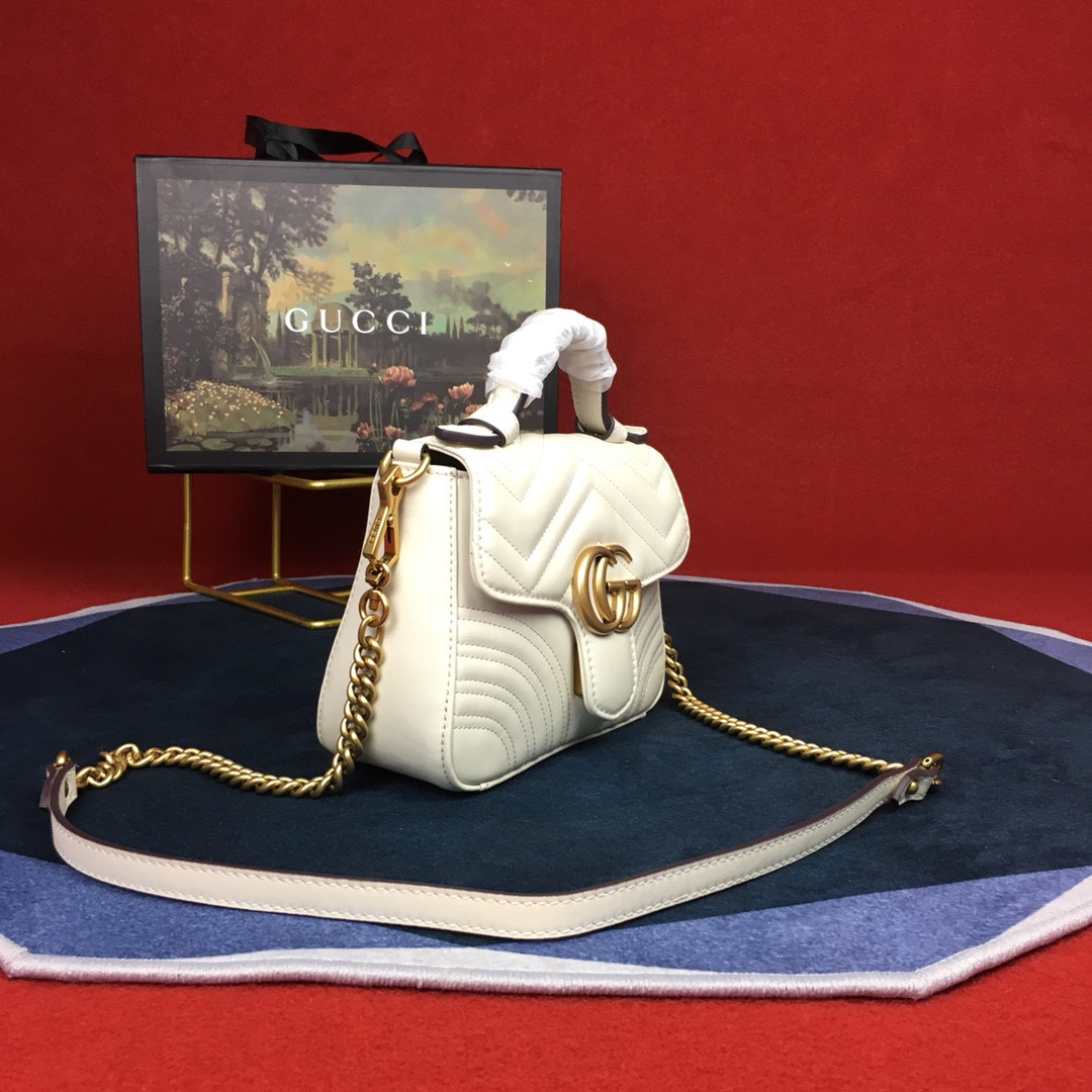 Gvc*1 GG MARMONT MATELASSÉ MINI BAG WHITE 8.5"W x 5"H x 2.5"D