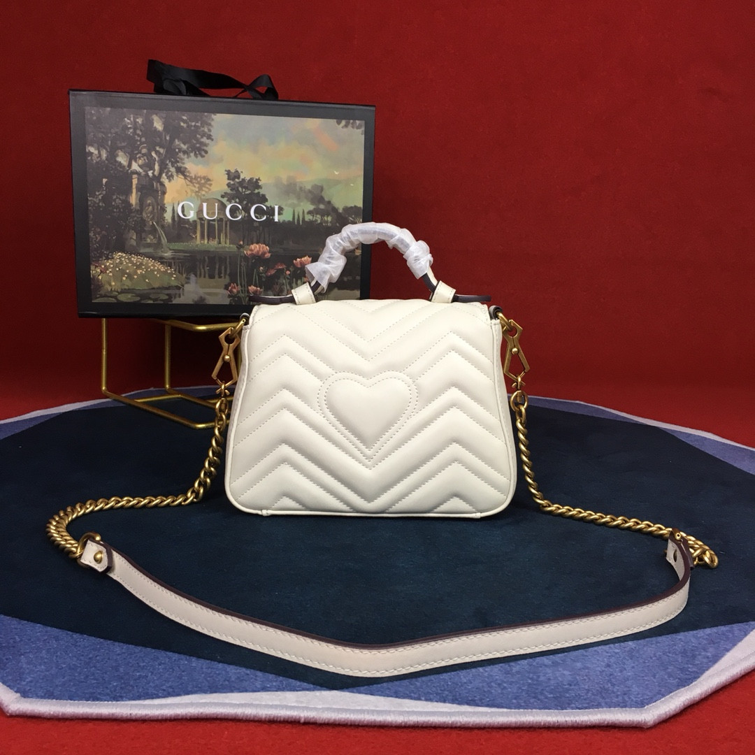 Gvc*1 GG MARMONT MATELASSÉ MINI BAG WHITE 8.5"W x 5"H x 2.5"D