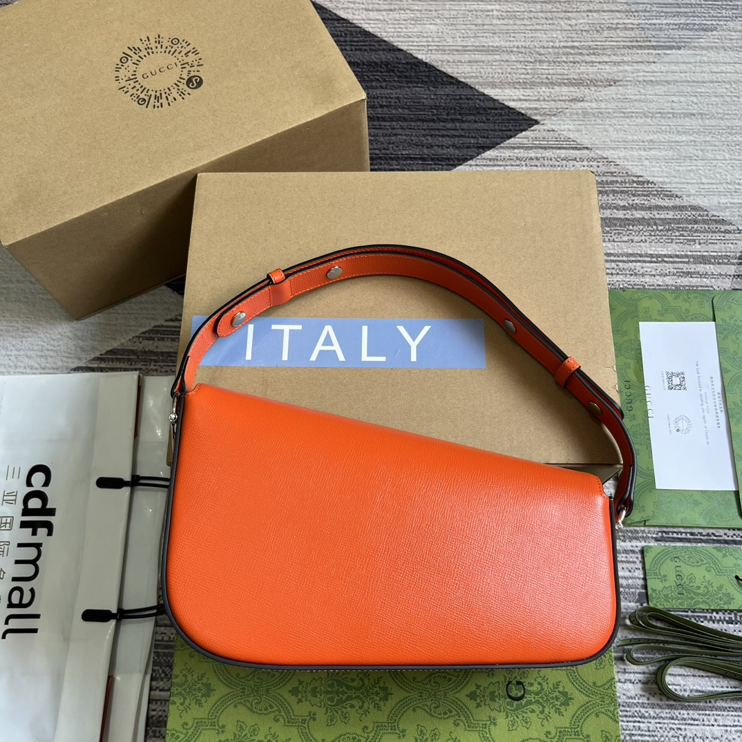 Gvc*1 HORSEBIT 1955 SMALL SHOULDER BAG ORANGE 10.4"W x 6.7-4.1"H x 3.1-1.6"D