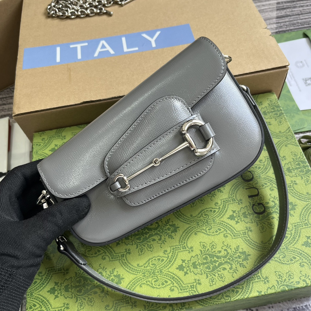 Gvc*1 HORSEBIT 1955 MINI SHOULDER BAG GRAY 7.7"W x 5-3.1"H x 2.4-1.2"D