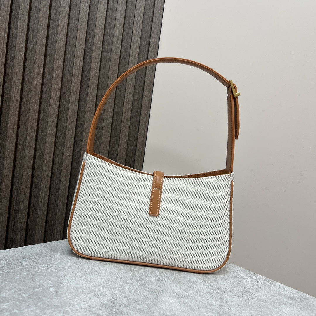 y51 le 5 À 7 in canvas and leather grege and bR1ck 9 x 6.3 x 2.5 inches