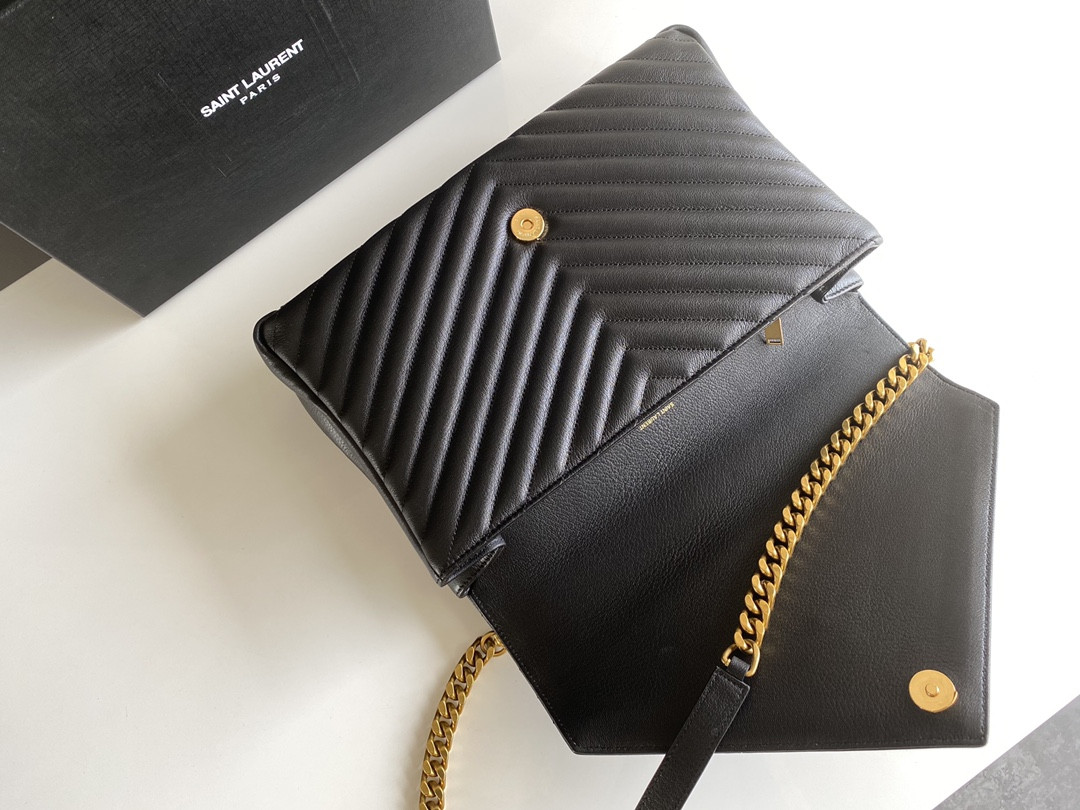 Y51 COLLEGE LARGE IN QUILTED LEATHER BLACK GOLD 32X21X8 CM