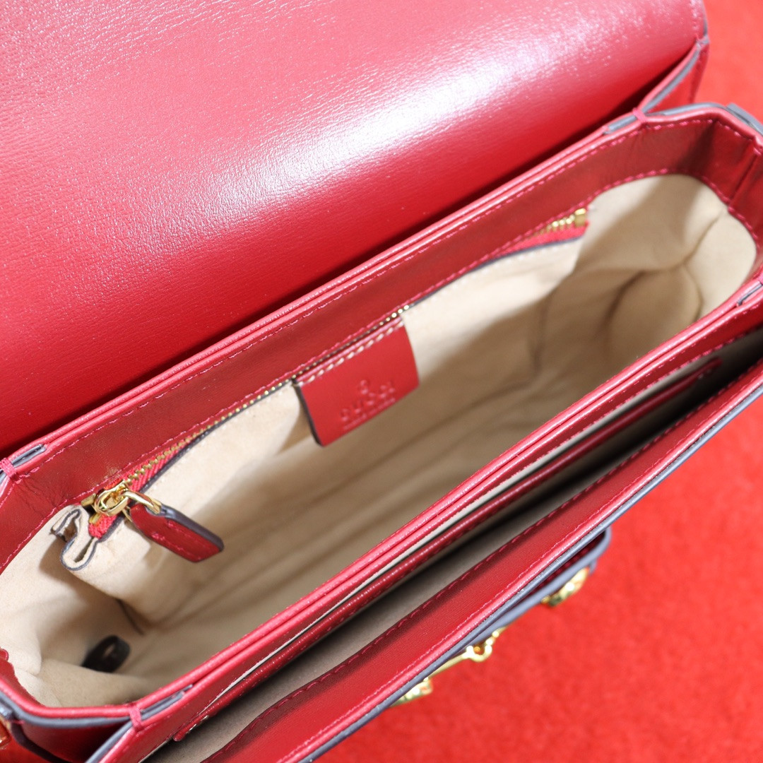 Gvc*1 HORSEBIT 1955 SHOULDER BAG RED 9.8"W x 7"H x 3.1"D