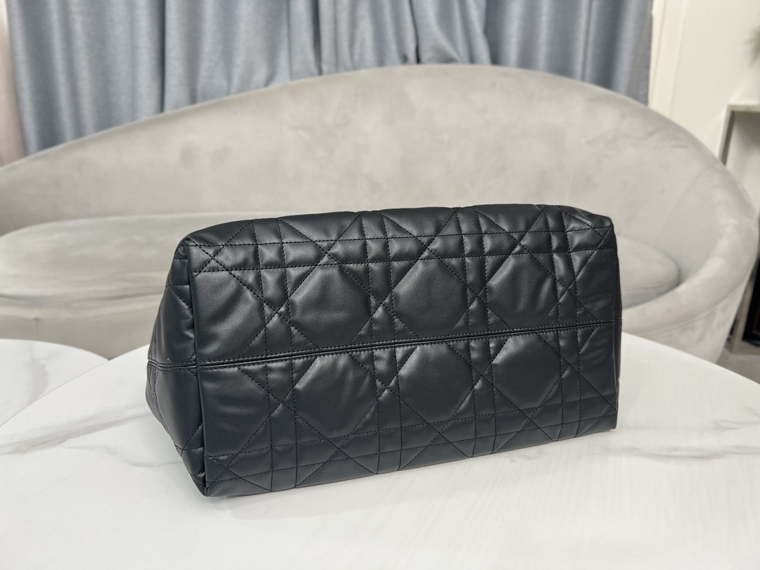 Large D10r Toujours Bag Black Macrocannage Calfskin 14.5 x 10.5 x 8.5 inches