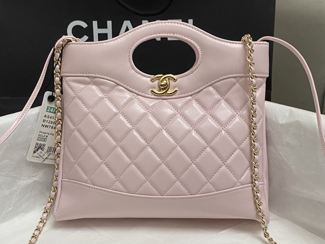 Ch**el MINI SHOPPING BAG Shiny Lambskin & Gold-Tone Metal 22x23x5.5cm