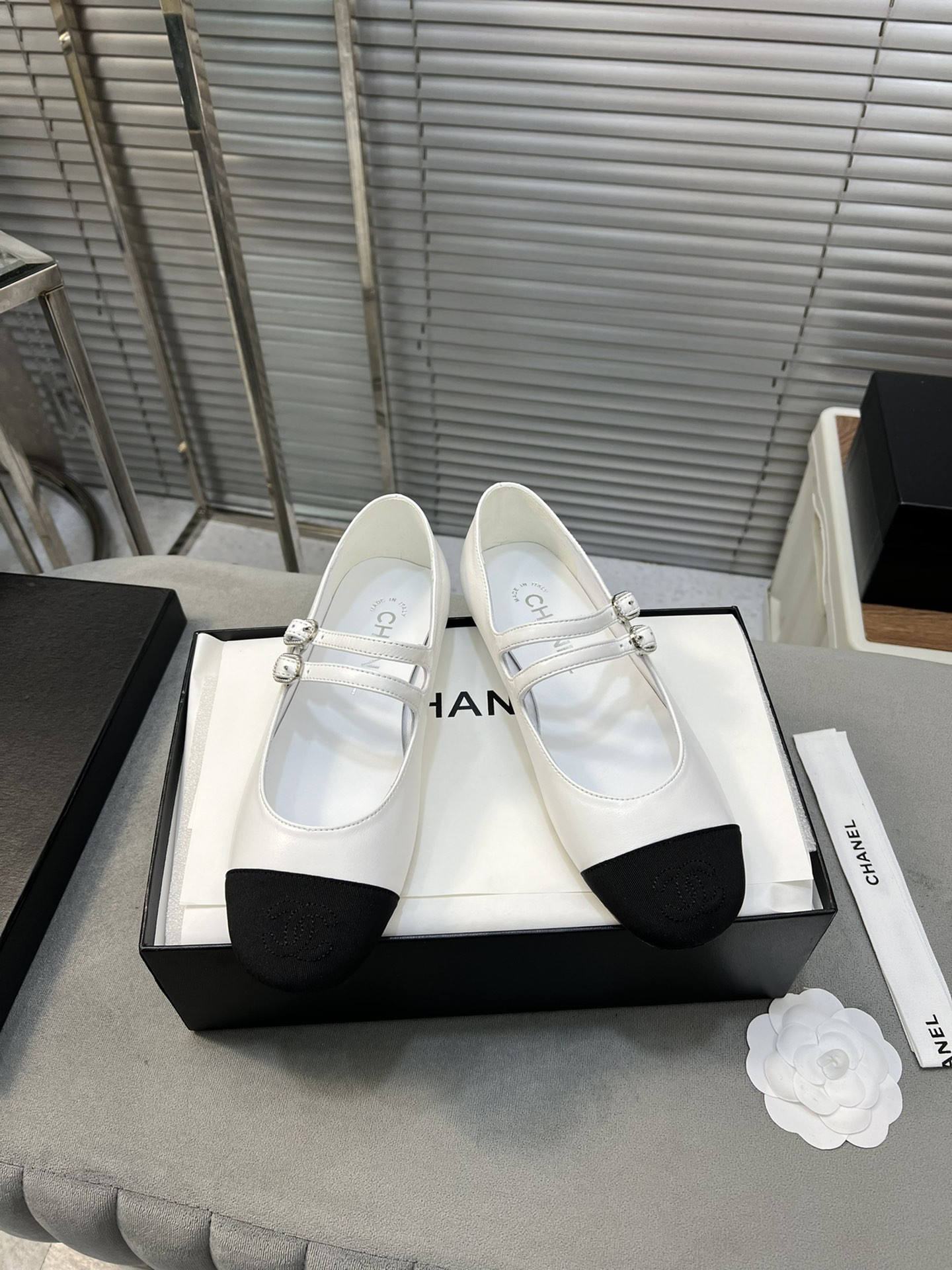 UA Ch**el MARY JANES Lambskin & Grosgrain