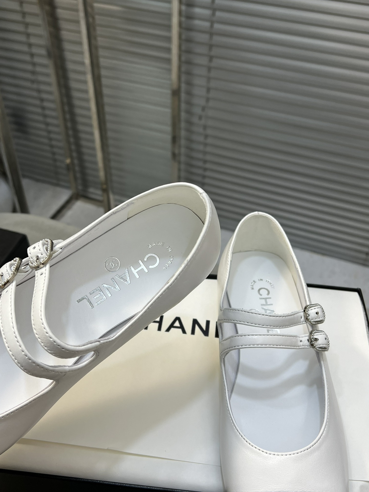 UA Ch**el MARY JANES Lambskin & Grosgrain