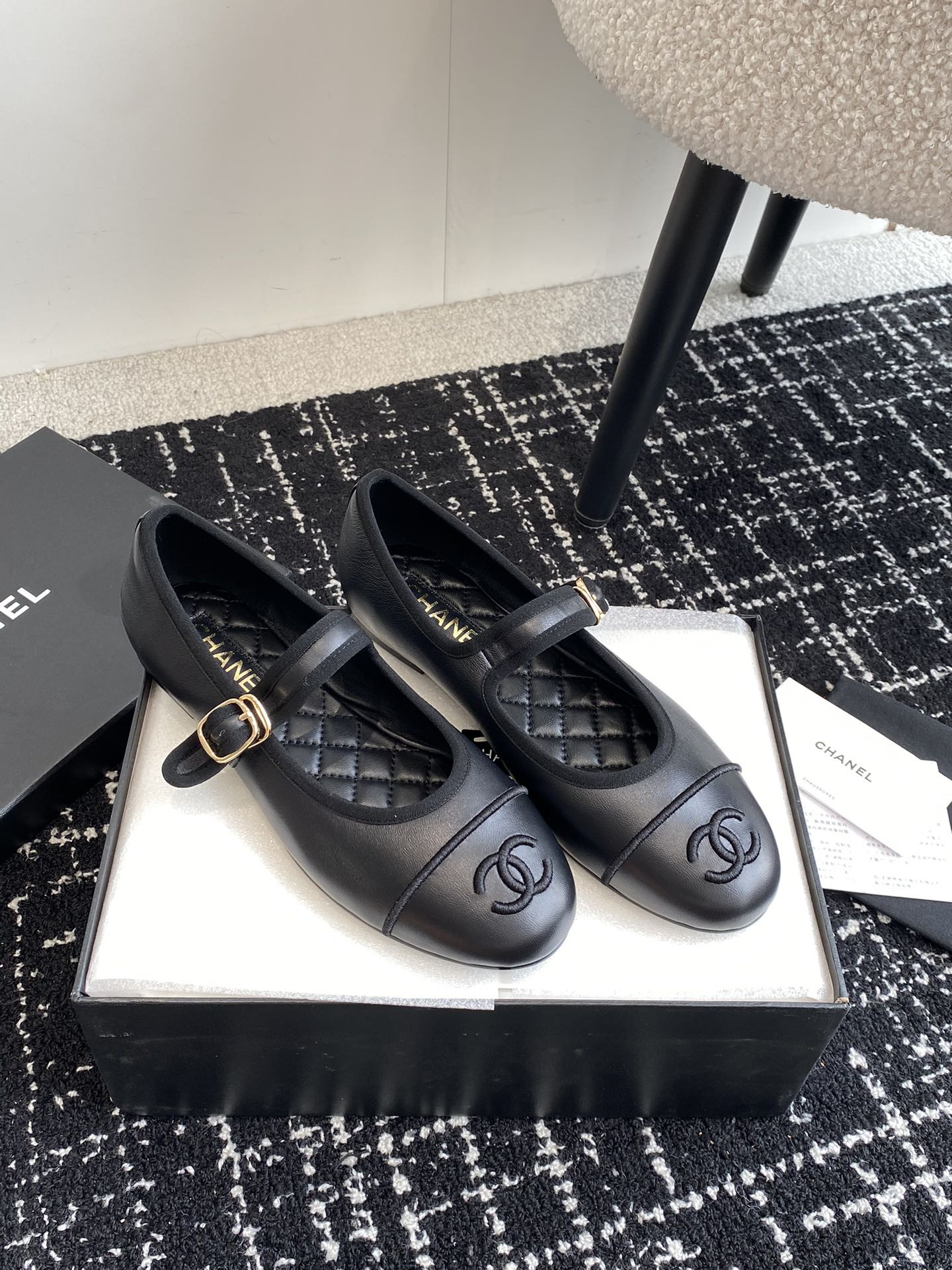 UA Ch**el MARY JANES Lambskin Black