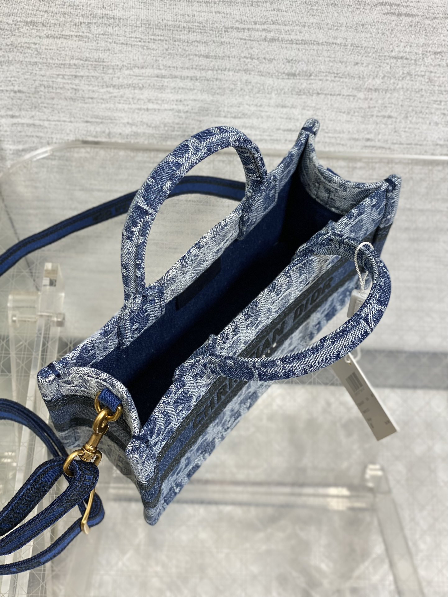 mini d10r book tote blue De*1m d10r oblique jacquard 21.5 x 13 x 7.5 cm