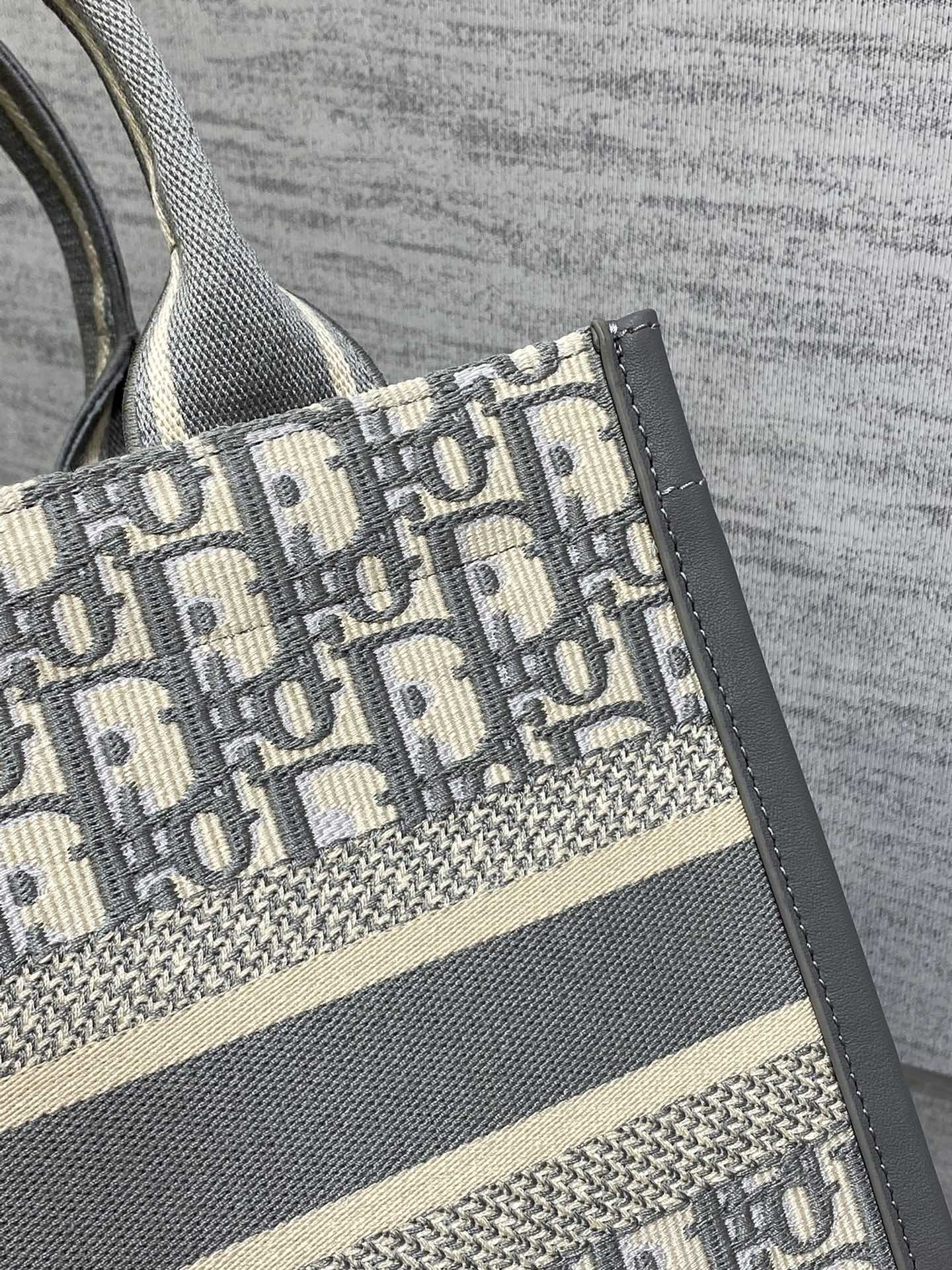 D10r Small D10r Book Tote Gray D10r Oblique Embroidery and Calfskin 26.5 x 21 x 14 cm