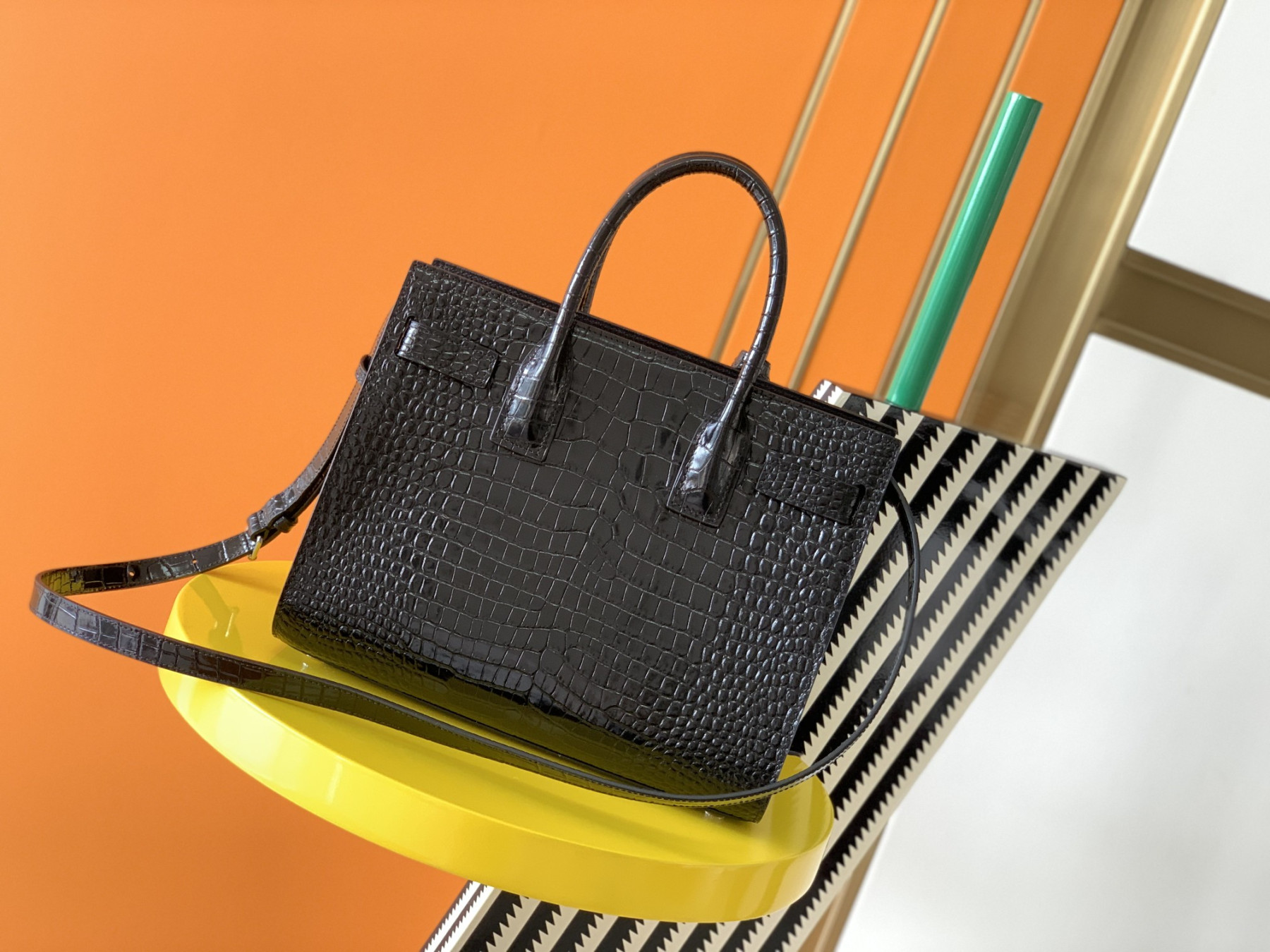 Y51 SAC DE JOUR IN EMBOSSED CROCODILE LEATHER - baby 26x13.5x12.5cm