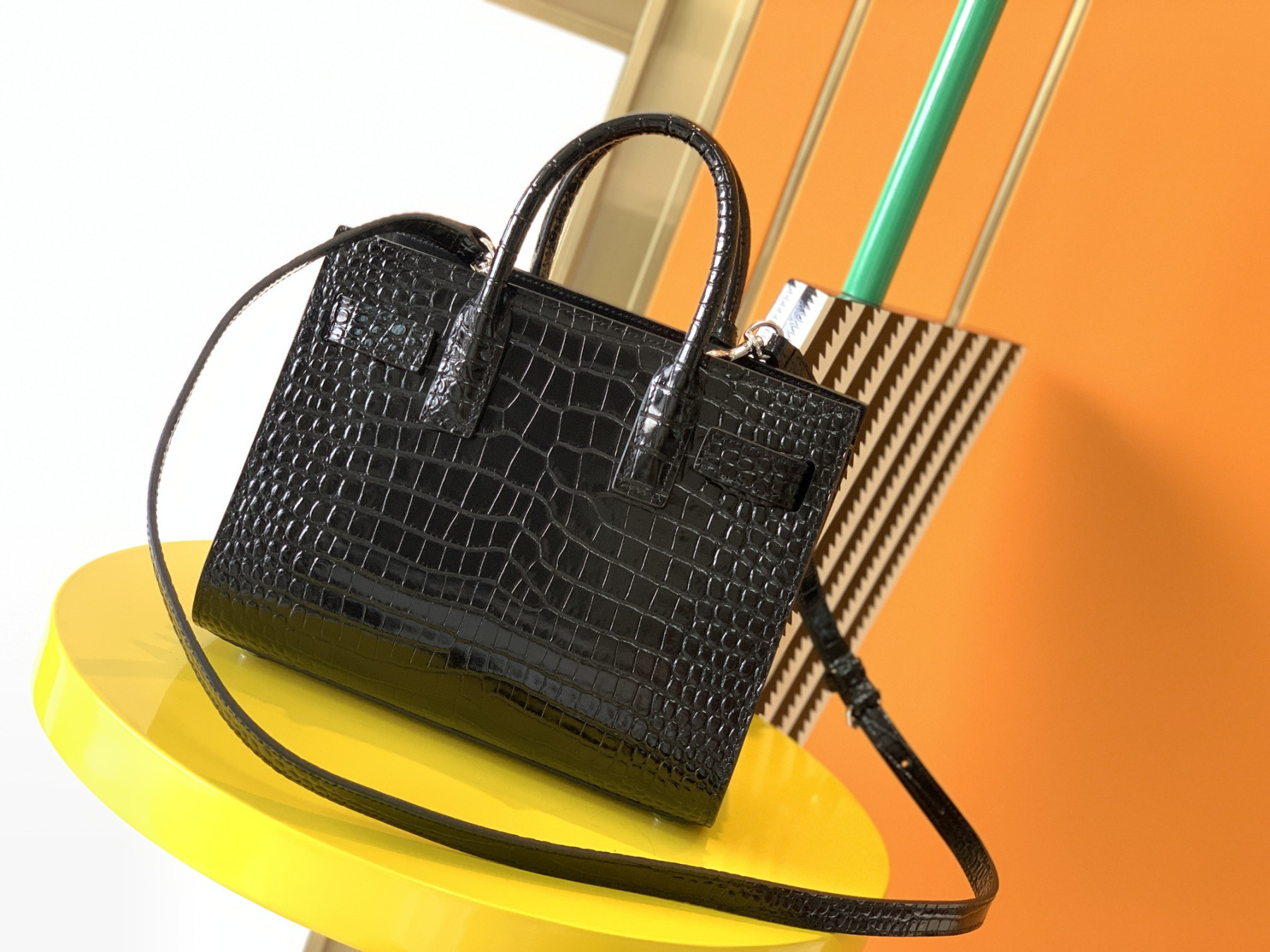 Y51 SAC DE JOUR IN CROCODILE EMBOSSED LEATHER - NANO 22x18x10.5cm