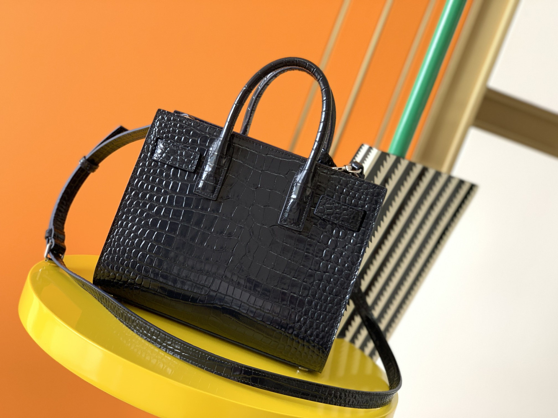 Y51 SAC DE JOUR IN CROCODILE EMBOSSED LEATHER - NANO 22x18x10.5cm