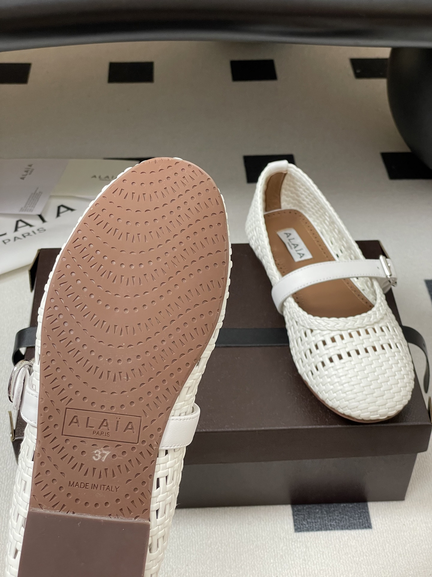 ua alaïa hollow woven mary jane flats(cusT0mized size 7-10 days production time)