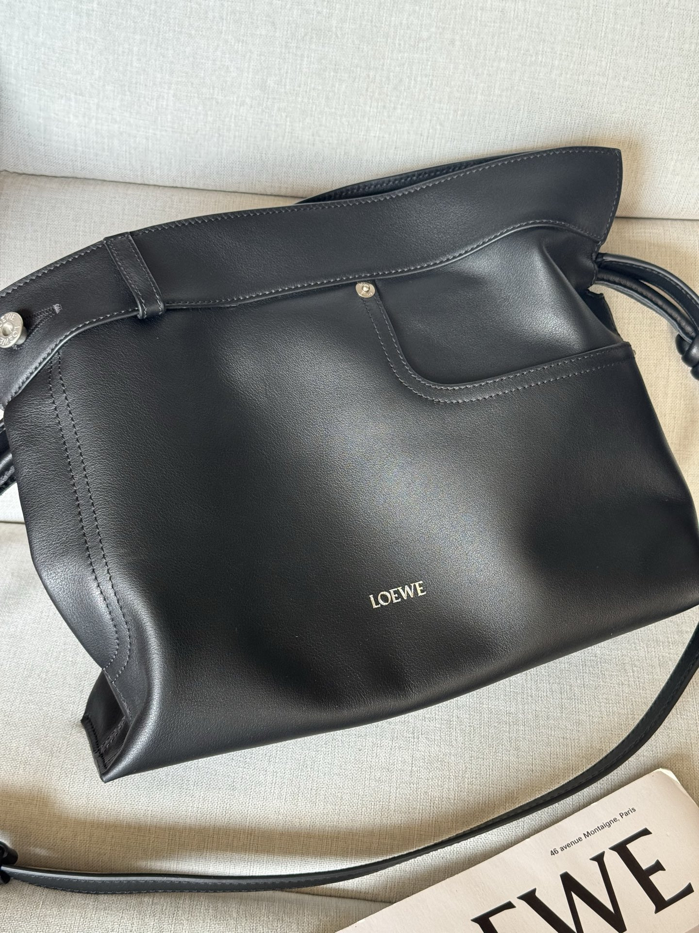 L0ew* panta medium flamenco clutch in shiny calfskin 24.5x30x10.5cm