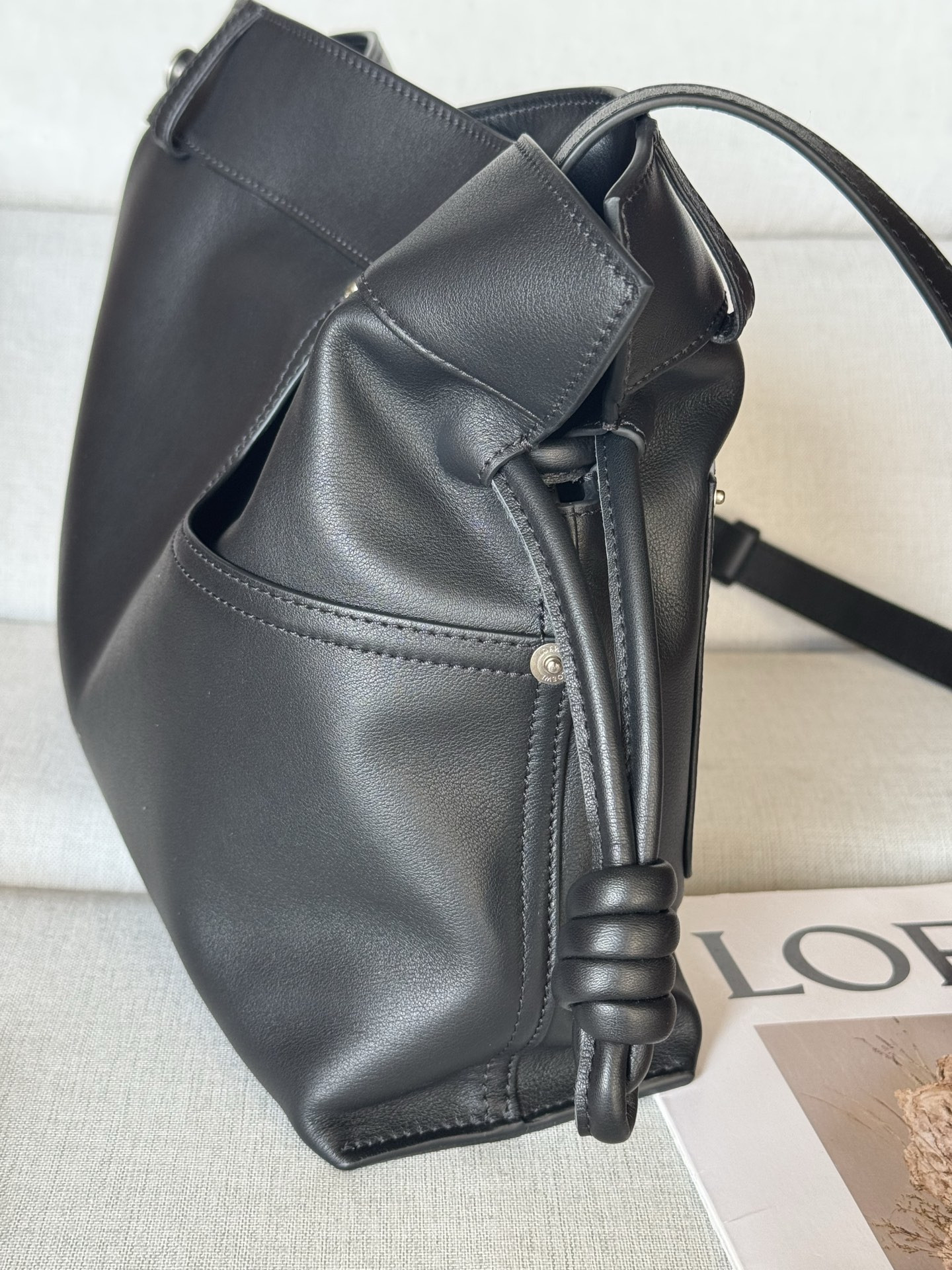 L0ew* panta medium flamenco clutch in shiny calfskin 24.5x30x10.5cm