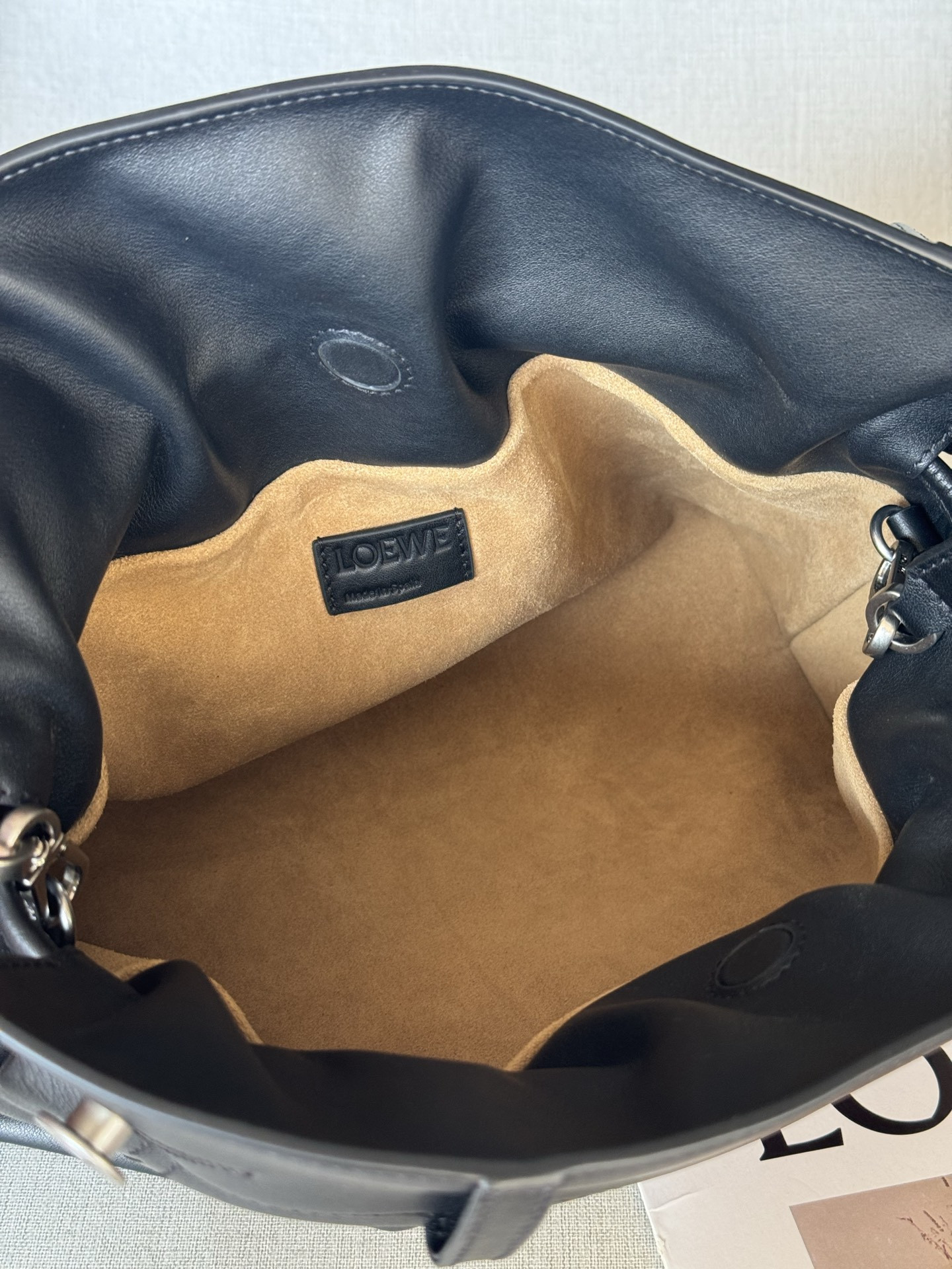 L0ew* panta medium flamenco clutch in shiny calfskin 24.5x30x10.5cm